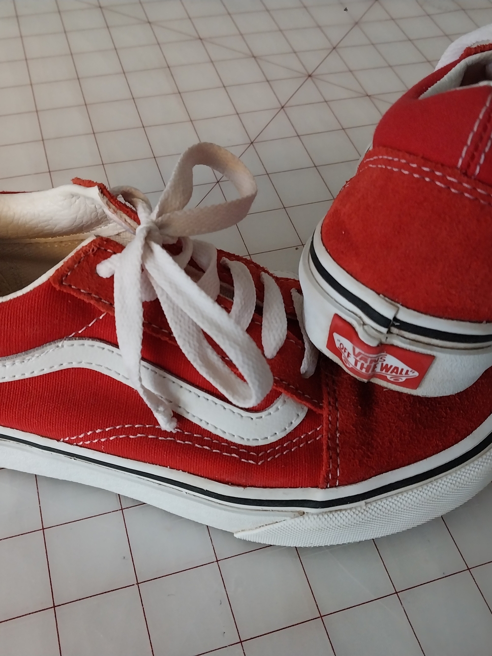 Vans Kids Red Old Skool Canvas & Suede Sneakers with White Stripe